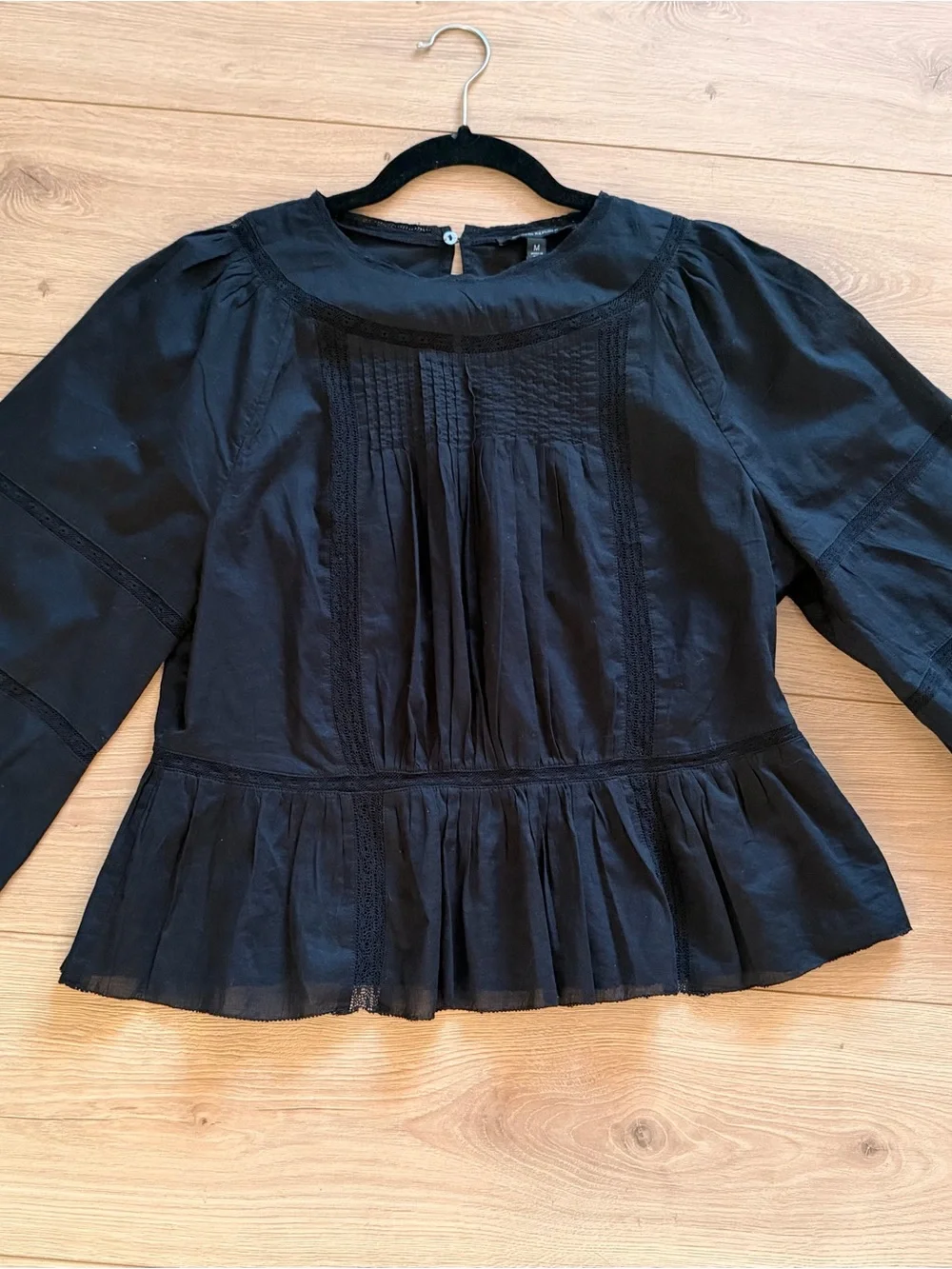 Banana Republic Nellie Cotton Voile Pintuck Picot Blouse.